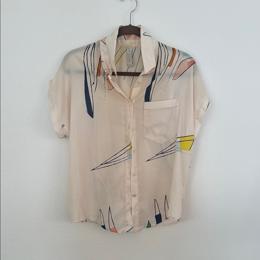 Eve Gravel Abstract Print Blouse / Small